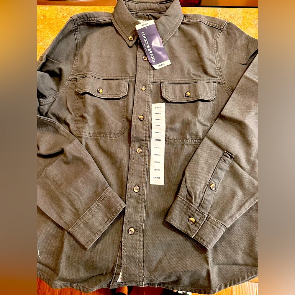 Lucky brand men’s small button up olive green